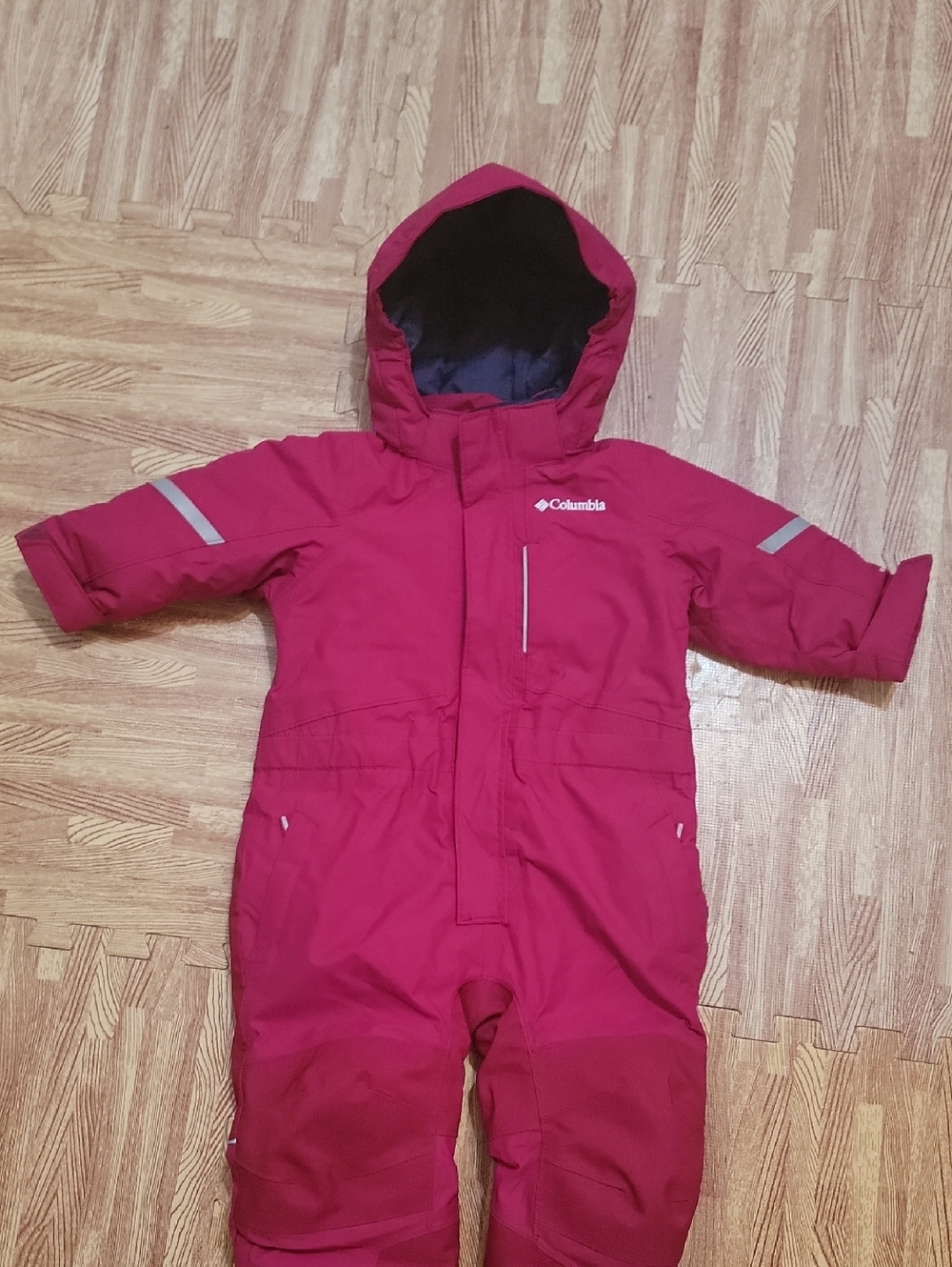 Columbia Bright Pink Toddler Snow Suit with Hood 12-18m